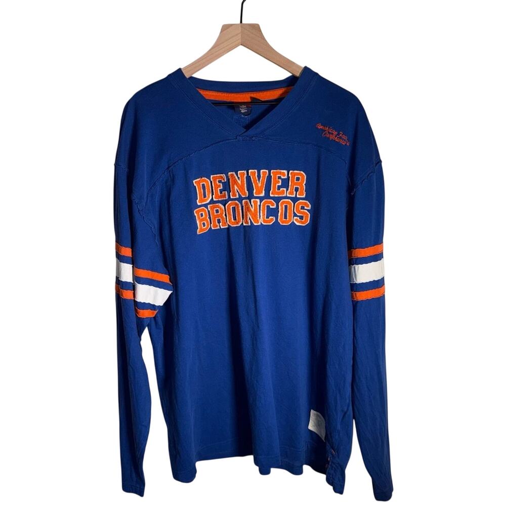 NFL DENVER BRONCOS embroidered rugby style cotton long sleeve athletic tee XL